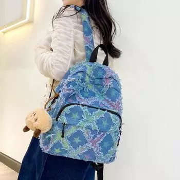 Школьная сумка для колледжа, женский школьный рюкзак для путешествий, небольшой рюкзак синий