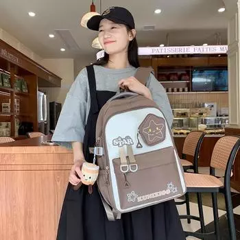 Школьная сумка для школьников. Рюкзак 3-6 классов. Рюкзак большой вместимости с цветными блоками.