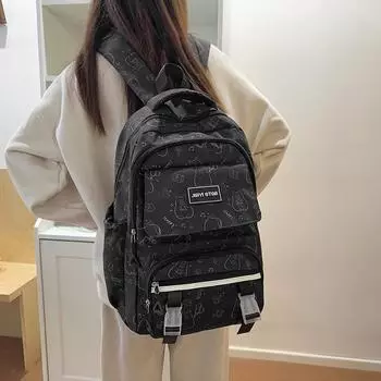 Школьная сумка для школьников средней школы с рисунком из мультфильма, женский рюкзак, дорожный рюкзак для компьютера белый