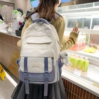 Школьная сумка для студенток, контрастный рюкзак, мужской дорожный рюкзак синий