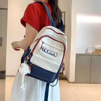 Школьная сумка для студенток, рюкзак для кампуса с цветными блоками чёрный