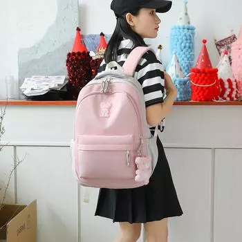 Школьная сумка для учащихся младших классов средней школы, большой вместительный компьютерный рюкзак для учениц старших классов, дорожный рюкзак розовый