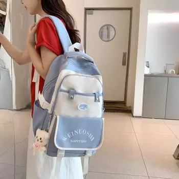 Школьная сумка для учащихся средней школы, женский рюкзак большой вместимости с цветными блоками, легкий рюкзак для учащихся начальной школы пятого и шестого классов жёлтый