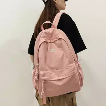 Школьная сумка для женщин, младших школьников, школьный рюкзак, однотонный рюкзак, рюкзак чёрный