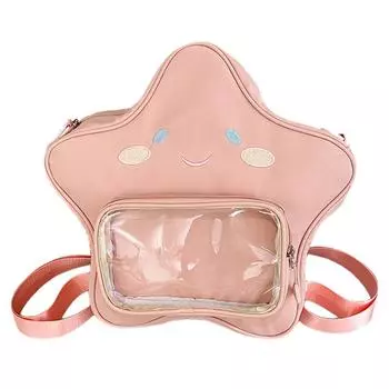 Школьная сумка для женщин на молнии, сумка через плечо из нейлона с прозрачным карманом, симпатичный рюкзак для путешествий и отпуска чёрный