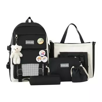 Школьная сумка для женщин, рюкзак большой емкости, кампусный рюкзак One Size чёрный