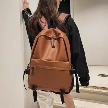 Школьная сумка для женщин, учащихся средней школы, мягкий кожаный рюкзак для мужчин синий