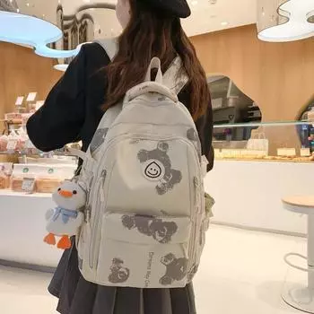 Школьная сумка для женщин, учениц младших и старших классов, большая вместимость, широкий плечевой ремень, легкий рюкзак в простом стиле.