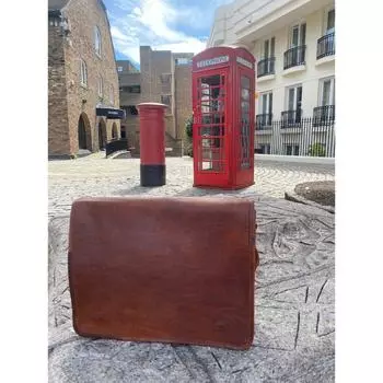 Школьная сумка из натуральной кожи, офисная сумка, сумка-мессенджер с полным клапаном, сумка-портфель, сумка ручной работы, сумка через плечо 11 x 15 x 4.5 in коричневый