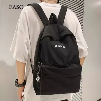 Школьная сумка мужская новая модная тенденция большой вместимости дорожный рюкзак женский старшеклассник студент колледжа повседневный рюкзак single package чёрный