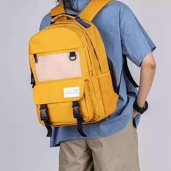 Школьная сумка мужская простая средняя школа старшие классы девушки студенты колледжа уменьшить нагрузку холст большой емкости рюкзак жёлтый