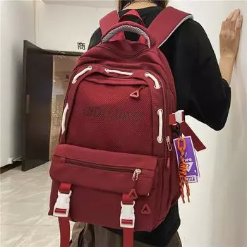 Школьная сумка Мужской Студенческий Рюкзак Женский бордовый