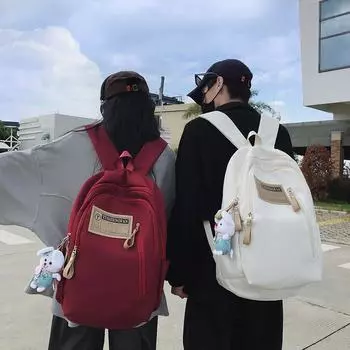 Школьная сумка, мужской женский рюкзак большой вместимости для средней школы красный