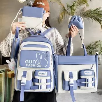 Школьная сумка Рюкзак Набор младших школьников Школьная сумка Рюкзак большой емкости чёрный