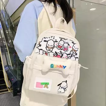 Школьная сумка Рюкзак с рисунком щенка и собаки Рюкзак для кампуса с узором в виде костей белый