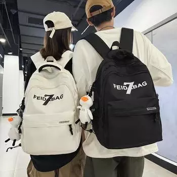 Школьная сумка с буквенным принтом, большая вместимость, рюкзак для школьников, студенческий компьютерный дорожный рюкзак чёрный