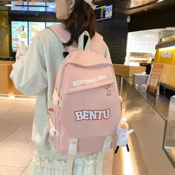 Школьная сумка с буквенным принтом, женский рюкзак для старшеклассников, нейлоновый рюкзак большой емкости серый