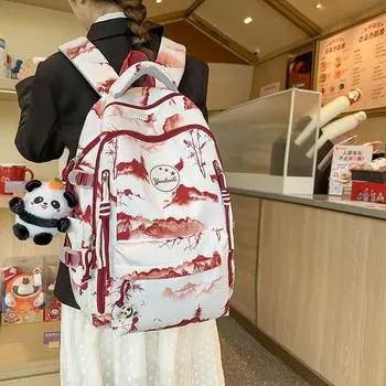 Школьная сумка с чернилами и смывкой для печати, студенческий рюкзак, дорожная сумка большой вместимости чёрный