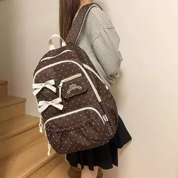 Школьная сумка с принтом в виде банта в горошек для женщин и студентов старших классов белый