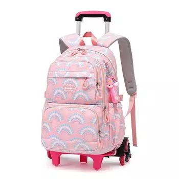 Школьная сумка, студенческий рюкзак на роликах, 6 колес ZRY5159 розовый