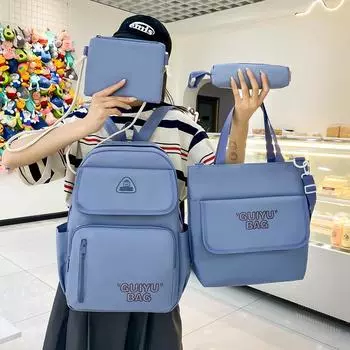 Школьная сумка Учебная сумка Рюкзак из четырех частей Рюкзак большой вместимости фиолетовый