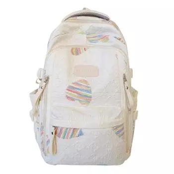 Школьная сумка в стиле колледжа с большой емкостью, женская вышитая любовная сумка для книг чёрный