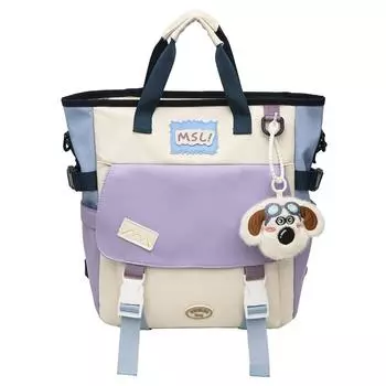 Школьная сумка в стиле колледжа, женский контрастный рюкзак, большая вместительная сумка-тоут, многофункциональная сумка через плечо серый/белый