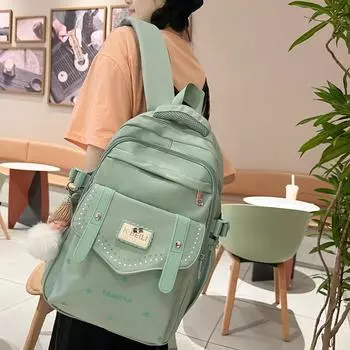 Школьный рюкзак женский большой емкости для школьников средней школы дорожный рюкзак зелёный