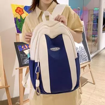 Школьная сумка, женский контрастный рюкзак, мужской компьютерный рюкзак чёрный