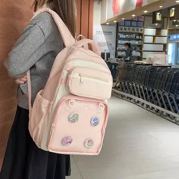 Школьная сумка, женский рюкзак большой вместимости белый