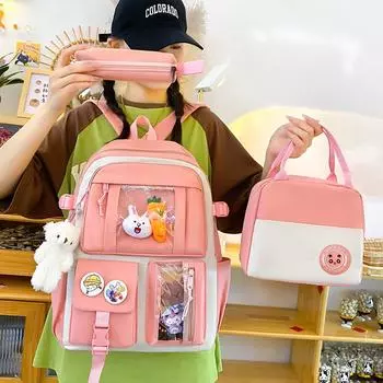 Школьная сумка, женский рюкзак для учащихся средней школы, повседневный рюкзак синий