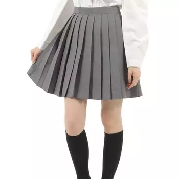 Школьница Плиссированная Машина Школьницы e210 Серый [Eiza] Юбка, Плиссированная, Униформа, Юбка, Однотонная, Складки, (С, 42см)