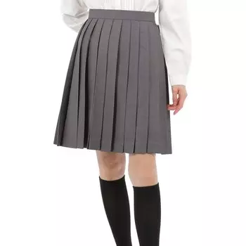 Школьница Плиссированная Машина Школьницы e210 Серый [Eiza] Юбка, Плиссированная, Униформа, Юбка, Однотонная, Складки, (М, 48см)