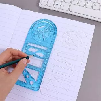 Школьные канцелярские принадлежности Школьная деятельность Транспортир Геометрическая линейка Шаблон для рисования Измерительный инструмент blue-D