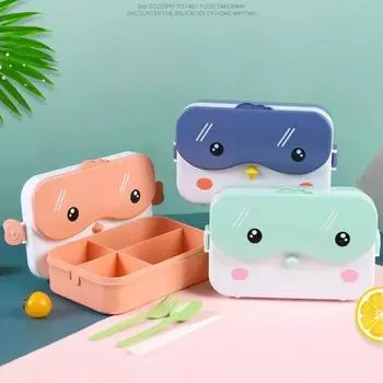Школьный детский ланч-бокс Bento, прямоугольный, герметичный, пластиковый, аниме, портативный, микроволновый, контейнер для еды, школьный детский ланч-бокс зелёный