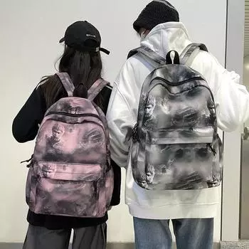 Школьный мужской рюкзак с принтом тай-дай, студенческий рюкзак чёрный