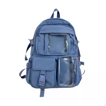 Школьный рюкзак большой емкости для ноутбука для путешествий в колледж для мальчиков и девочек синий