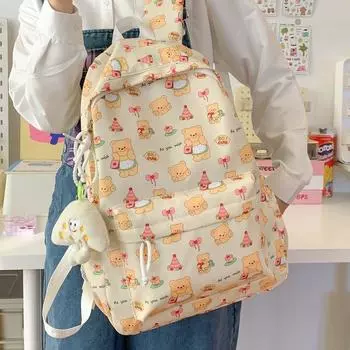 Школьный рюкзак большой емкости для школьников, рюкзак с рисунком из мультфильма жёлтый