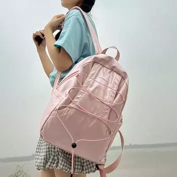 Школьный рюкзак большой емкости женский рюкзак со шнурком студенческий рюкзак дорожный рюкзак чёрный