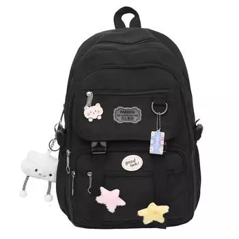 Школьный рюкзак большой вместимости для учеников начальной школы, кампусный, легкий, цветной блок, женский рюкзак чёрный