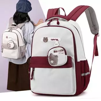 Школьный рюкзак большой вместимости для школьников, детский рюкзак с рисунком, женский водоотталкивающий рюкзак, сумка через плечо для занятий Shoulder Bag красный