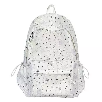 Школьный рюкзак большой вместимости с принтом звезд для девочек, рюкзак для учеников средней школы белый