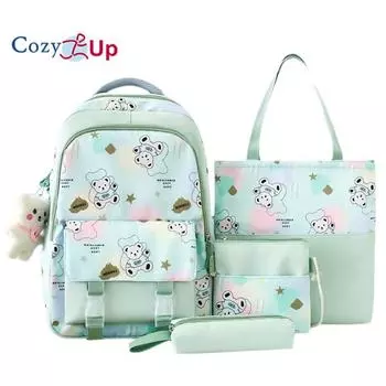 Школьный рюкзак для девочек Dream Color, универсальный рюкзак из 4 предметов, рюкзак с героями мультфильмов 43x30x14cm розовый