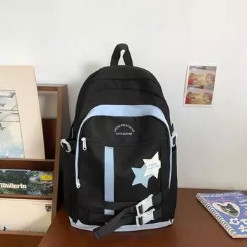 Школьный рюкзак для девочек-подростков в стиле ins, молочно-желтый, маленький, с высоким внешним видом, для учениц средней школы, милый, крутой рюкзак, дофаминовый, большой вместимости Black blue_single pack