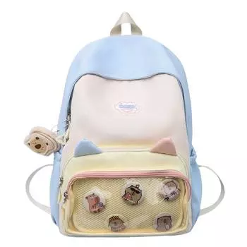 Школьный рюкзак для девочек с кошачьими ушками, прозрачный, большой емкости, контрастный цвет, рюкзак для учеников средней школы чёрный