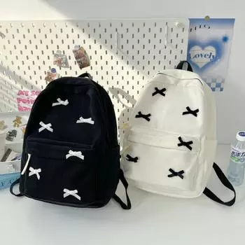 Школьный рюкзак для девочек, симпатичные студентки колледжа и милый рюкзак с бантом One Size чёрный