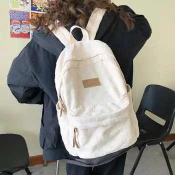 Школьный рюкзак для девочек в клетку Рюкзак большой вместимости синий