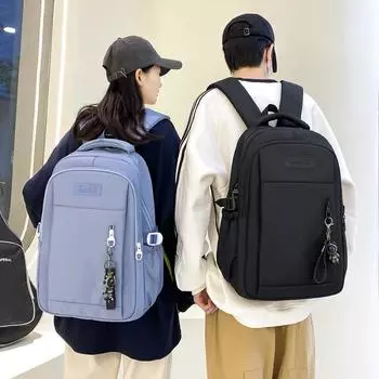 Школьный рюкзак для младших и старших школьников, рюкзак большой емкости, однотонный рюкзак темно-синий