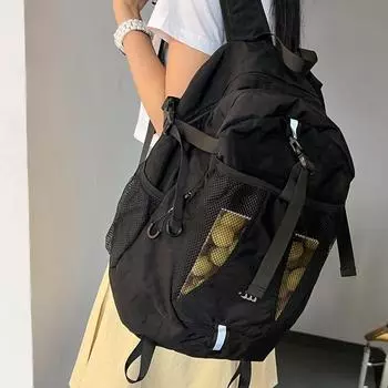 Школьный рюкзак для младших школьников, большой емкости, женский однотонный рюкзак, мужской дорожный рюкзак чёрный