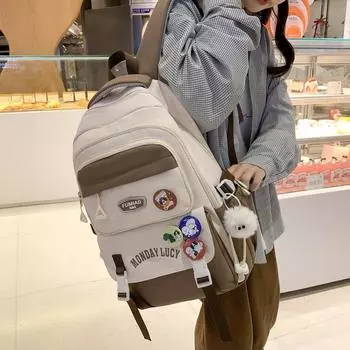 Школьный рюкзак для младших школьников, женский контрастный рюкзак для кампуса, рюкзак большой емкости фиолетовый